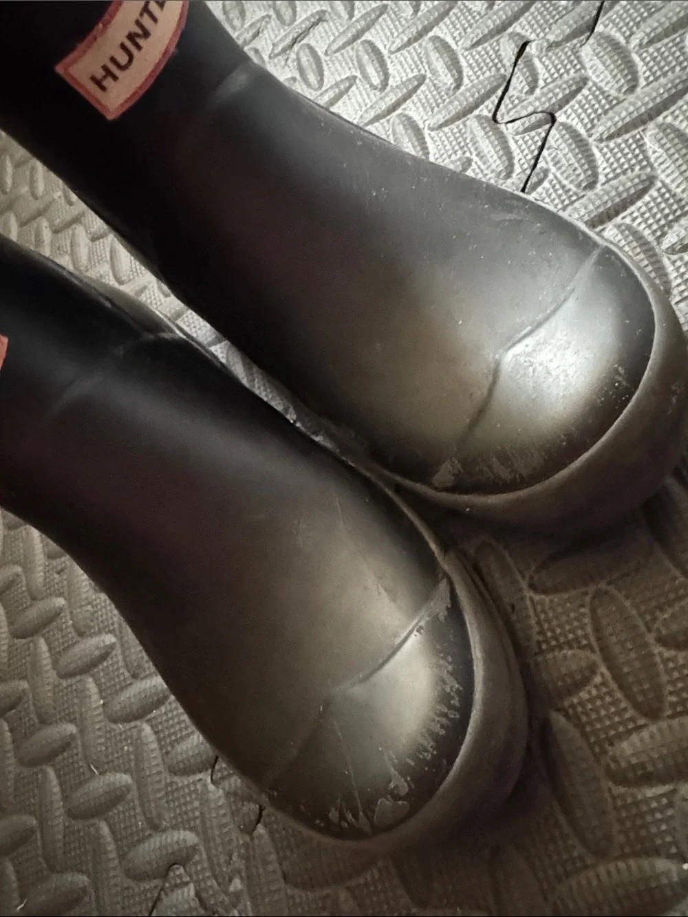Hunter Kids Black Rain Boots with Logo Patch